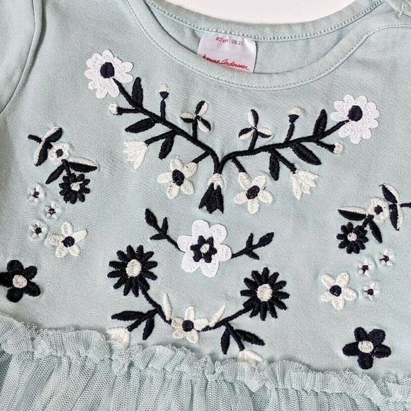 Hanna Andersson Embroidered Tulle Dress 2 Blue NEW - Picture 2 of 4